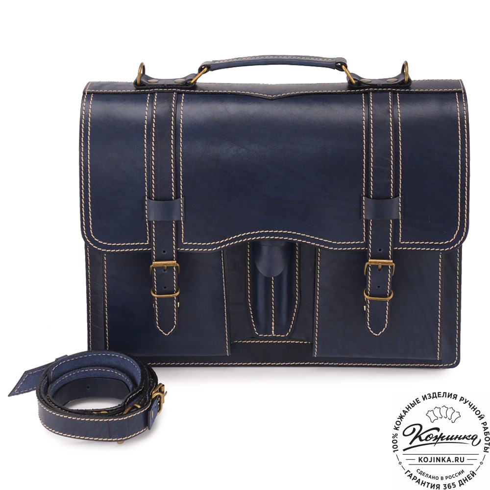 Кожаный портфель "Юрист" (синий)